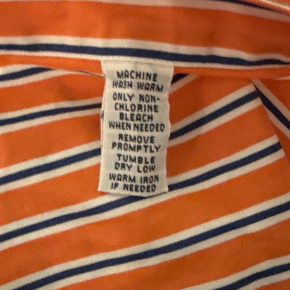 Polo Ralph Lauren Shirt Men's XL Classic Fit Orange / Blue Striped Preppy - Picture 7 of 7